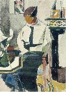 Theo van Doesburg Lena in interieur Sweden oil painting artist